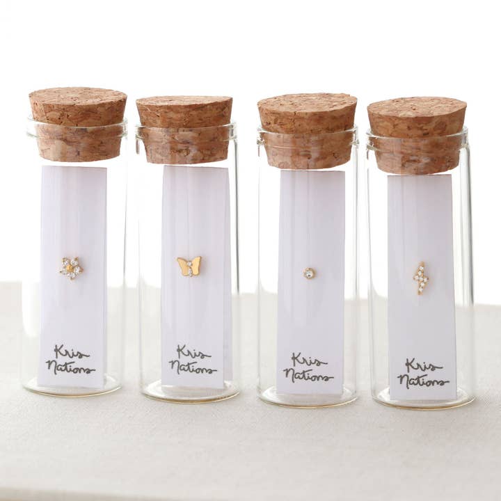 Kris Nations – wholesale Stud/post earrings – Classic Bezel Crystal Titanium Flat Back Stud Earring5