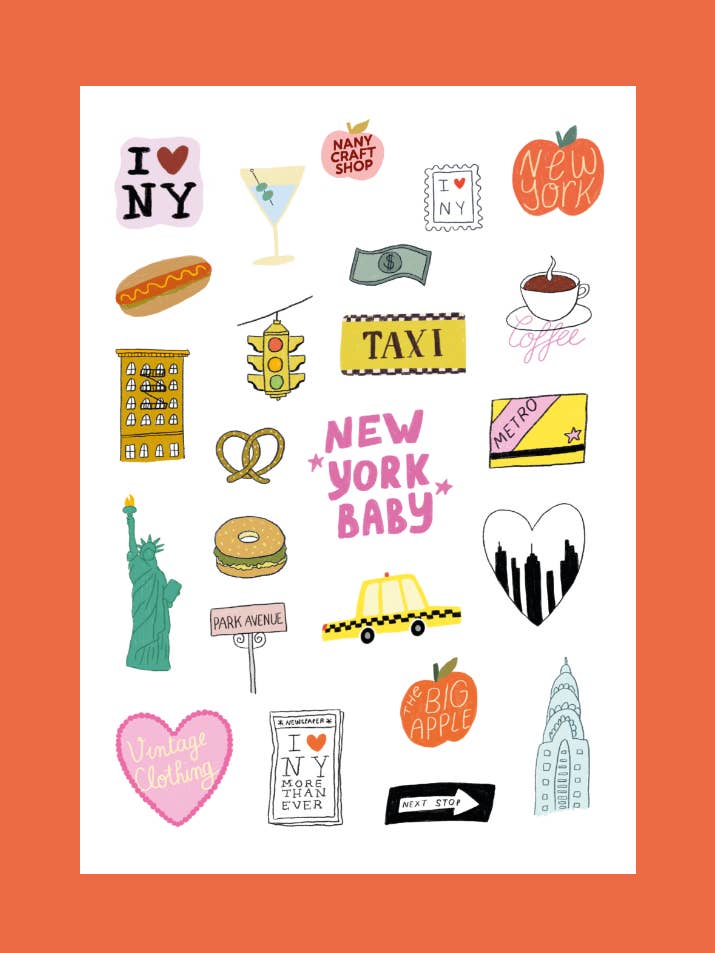 A5 sticker sheet New York City 🍎 for wholesale by Nany Craft Shop
