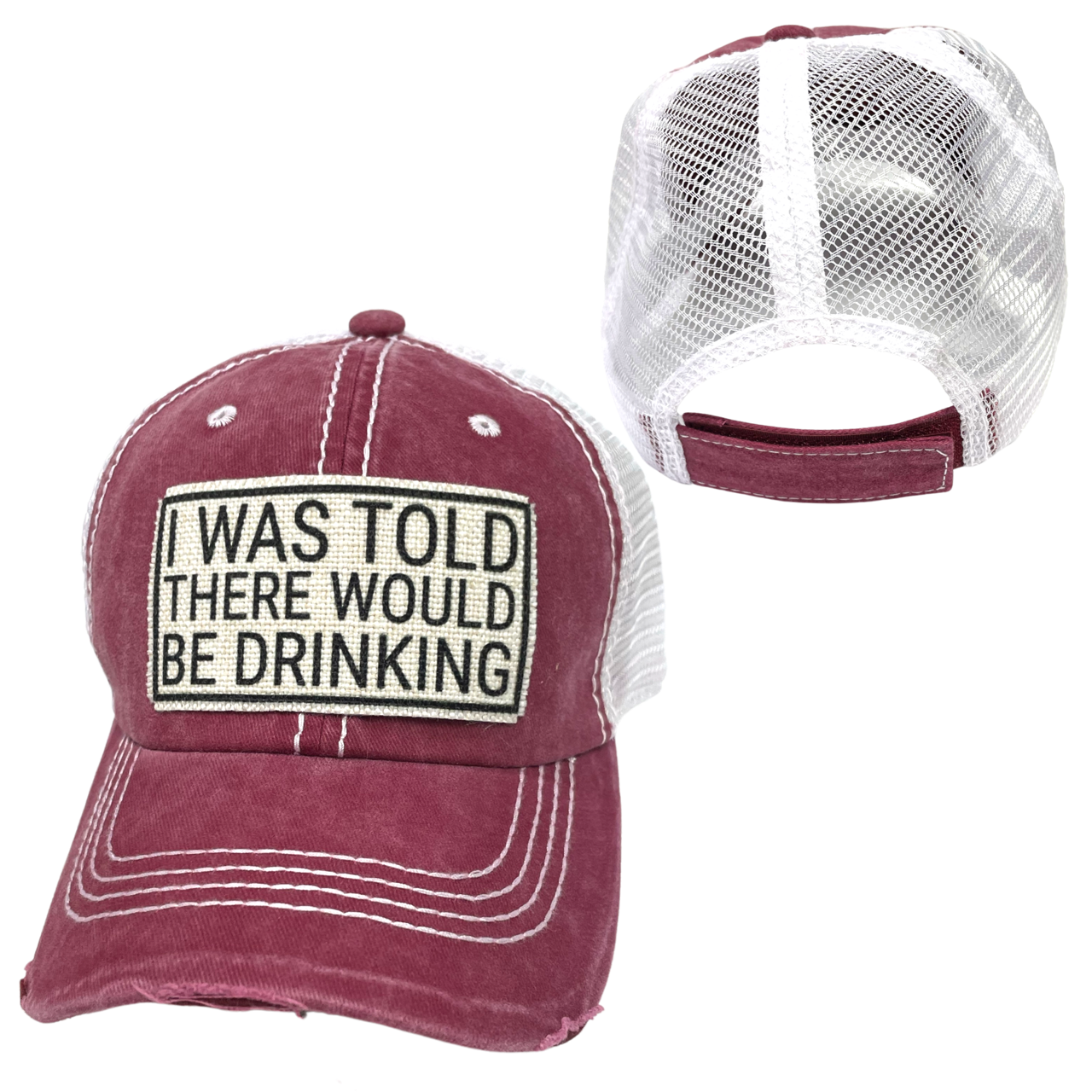 dkhandmade - Wholesale Trucker Hat - Women's - I WAS TOLD DRINKING BALL CAP | UNISEX HAT | DISTRESSED1