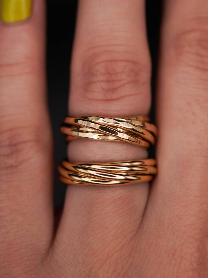 Vergrendelde set van 6 ringen, 14K goud gevuld voor wholesale door Hannah Naomi