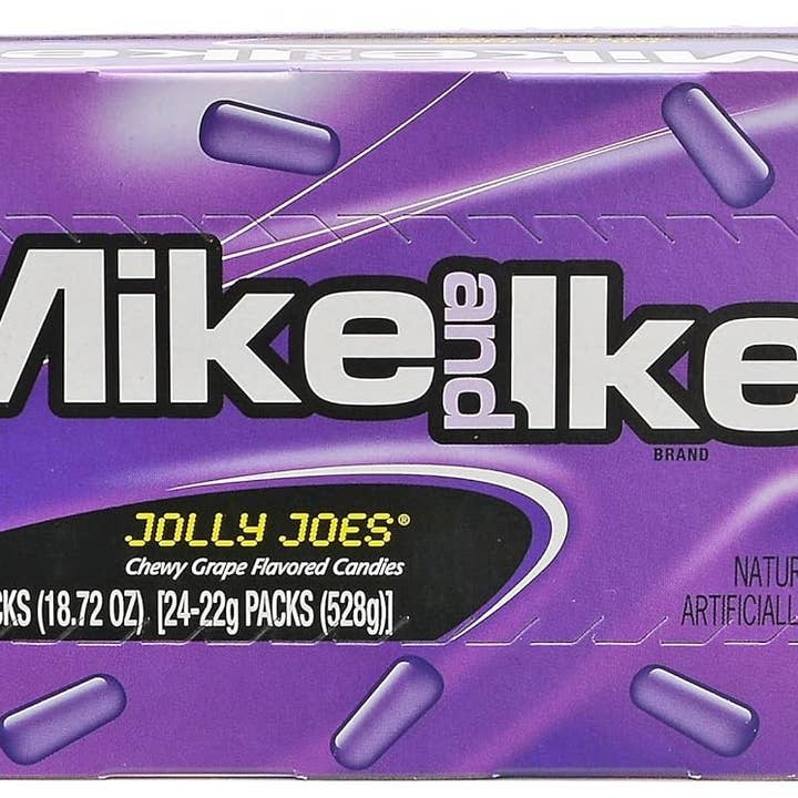 Long Island Candy Factory - Wholesale Cotton Candy - Mike And Ike Jolly Joes Grape 24 Count 0.78 Ounce Tray