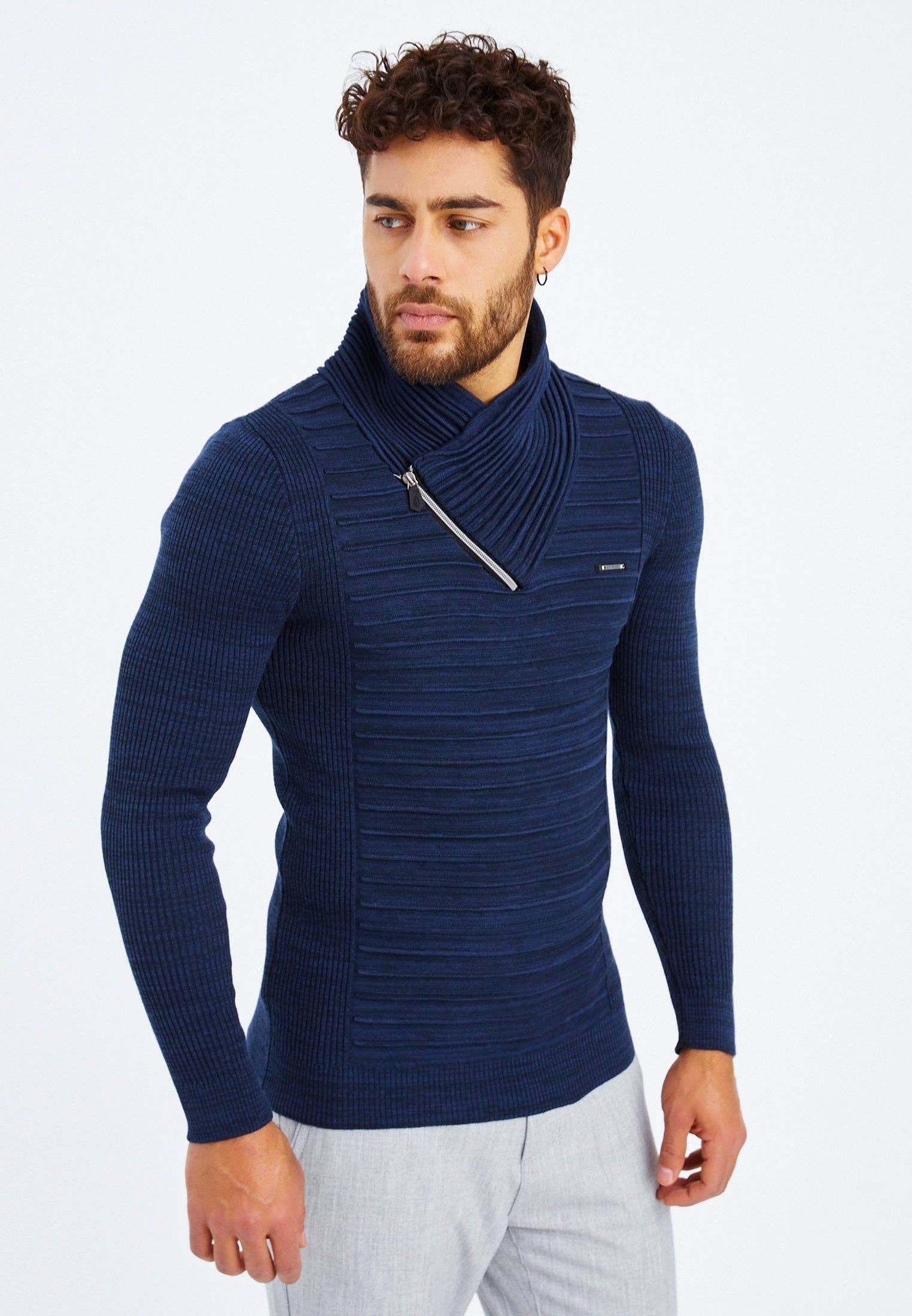 Leif Nelson GmbH - Wholesale Knit Sweater - Men's - Men's Knit Sweater Fine Knit Shawl Collar LN-15350