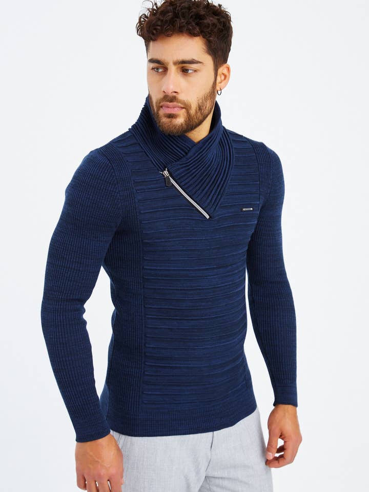 Leif Nelson GmbH - Wholesale Knit Sweater - Men's - Men's Knit Sweater Fine Knit Shawl Collar LN-1535