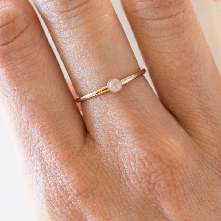 Mini Moonstone Stacking Ring in Gold Filled for wholesale by The Land of Salt