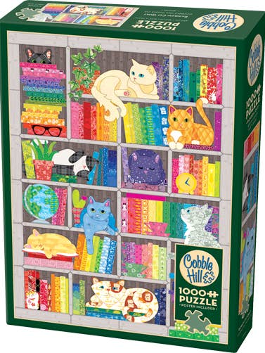 Rainbow Cat Quilt 1000 Piece Jigsaw Puzzle - Poster Included for wholesale by Cheatwell Games