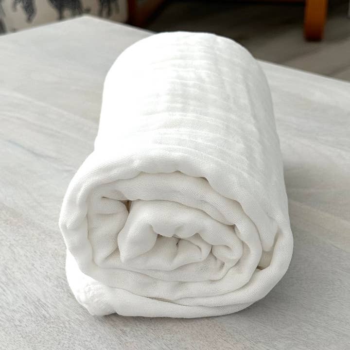 Serviette de bain en gaze pour bébé en mousseline, couverture blanche extra large pour la vente par EcoFreax