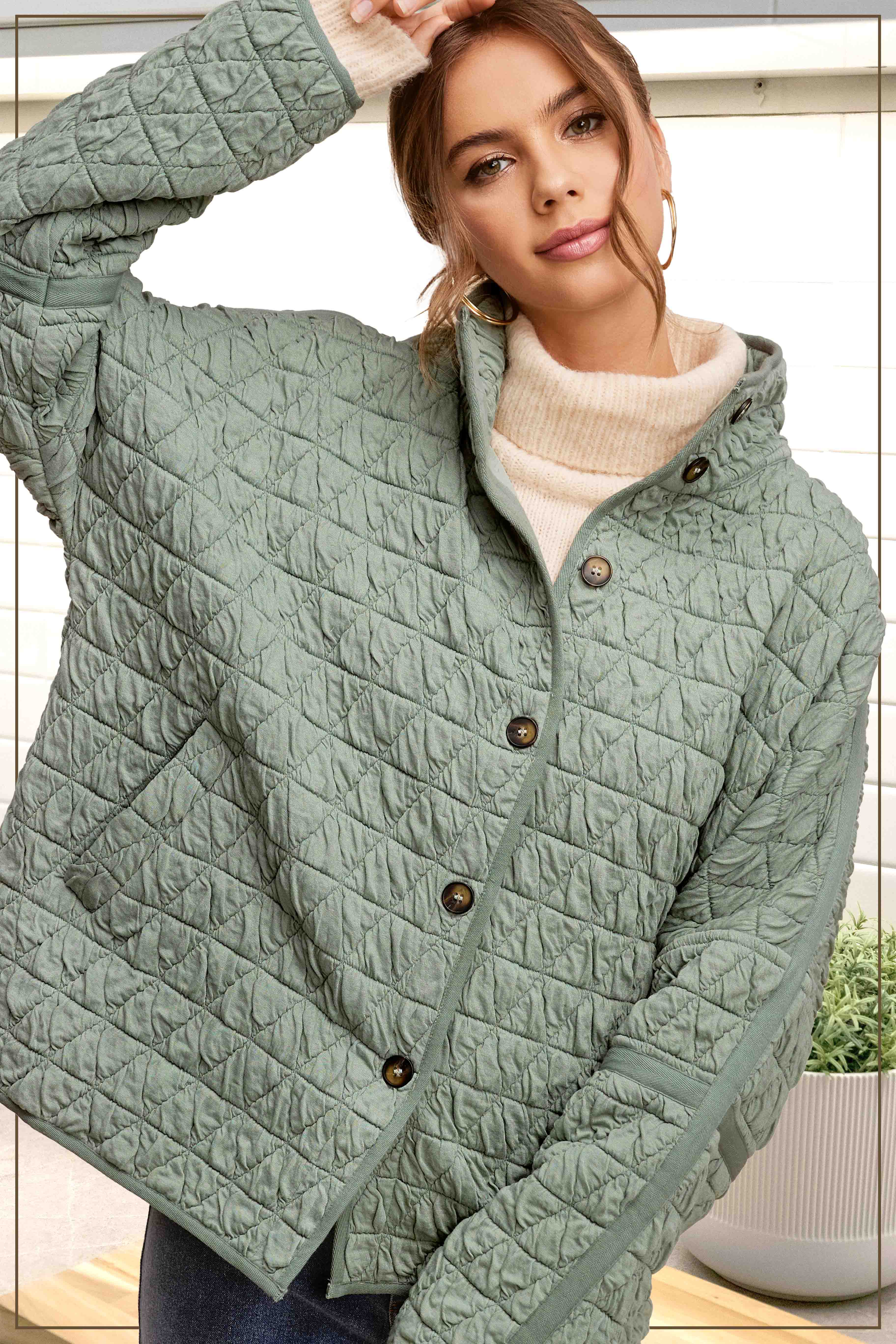 La Miel - Vendita all'ingrosso Giacca - Donna - Giacca trapuntata morbida oversize con bottoni JKT178715