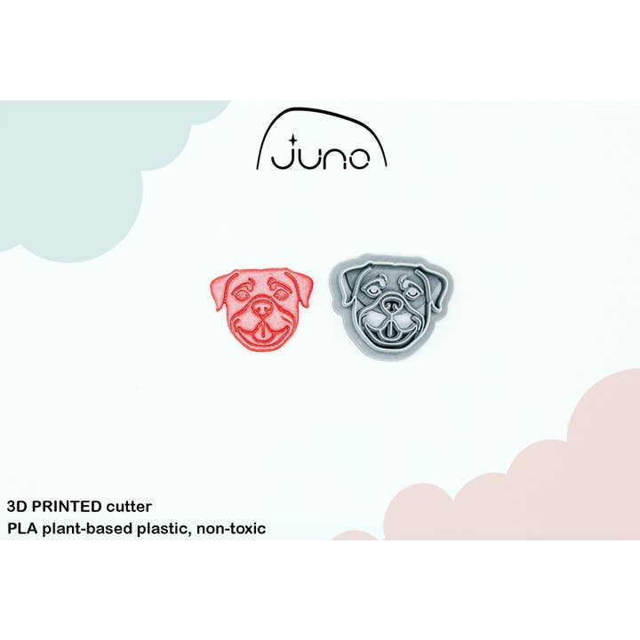 Rottweiler Face Printed Polymer Clay Cookie Cutter for wholesale by Juno 3D