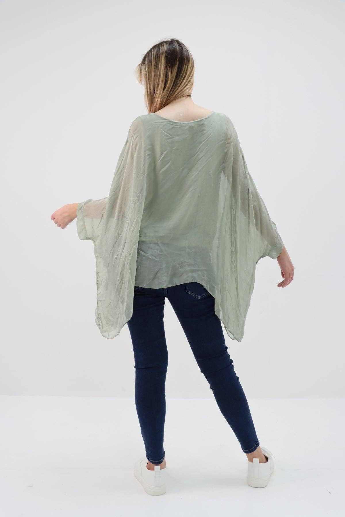 Miss Bold - Wholesale Tunic - Women's - Italian Plain Batwing Silk Tunic Top25