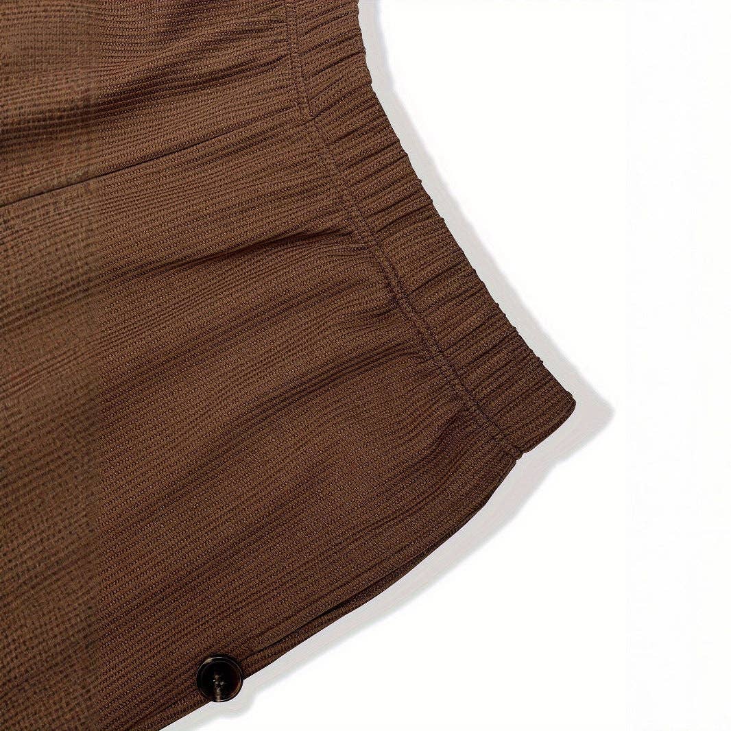 Kaffe Jacquardrutiga byxor med resårmidja för kvinnor bruna N5A483 för wholesale på Faire3