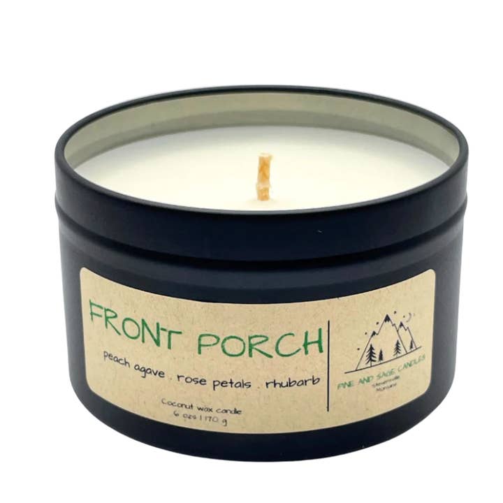 Pine and Sage Candles – wholesale Reseljus – Främre Veranda-6 oz Svart Matt Ljusstake i Plåt