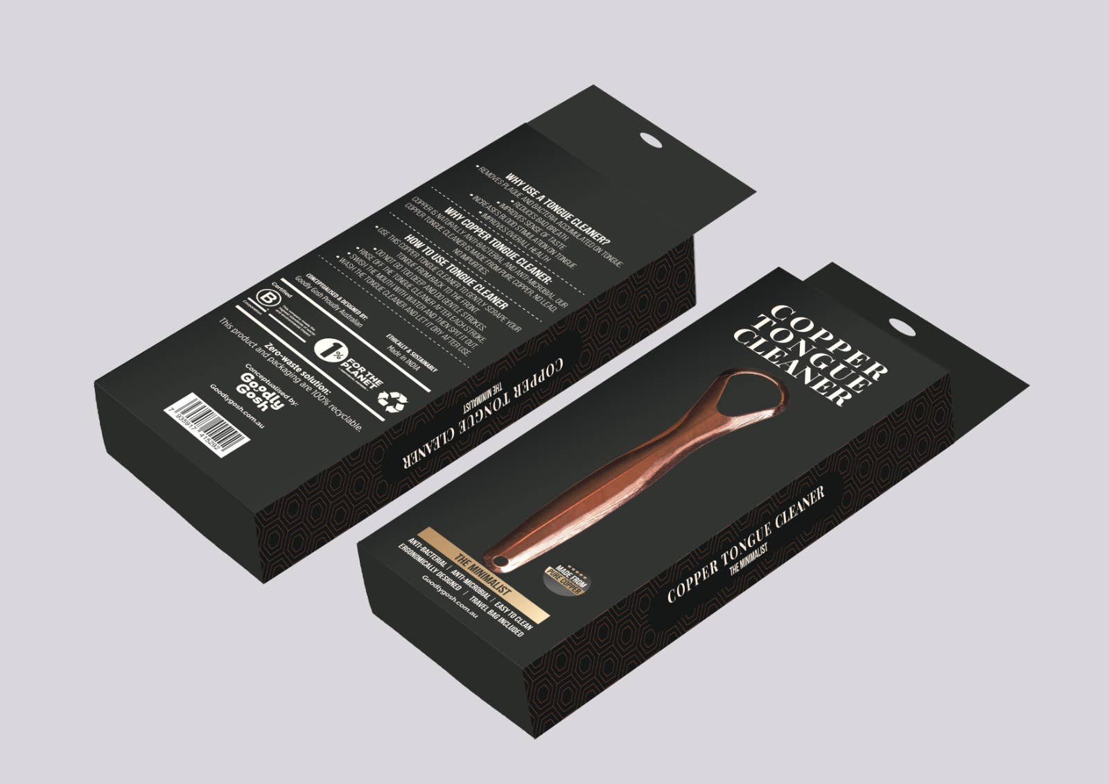 Goodly Gosh - Wholesale Tongue scraper - Minimalist Copper Tongue Cleaner | Oral Care Tool2