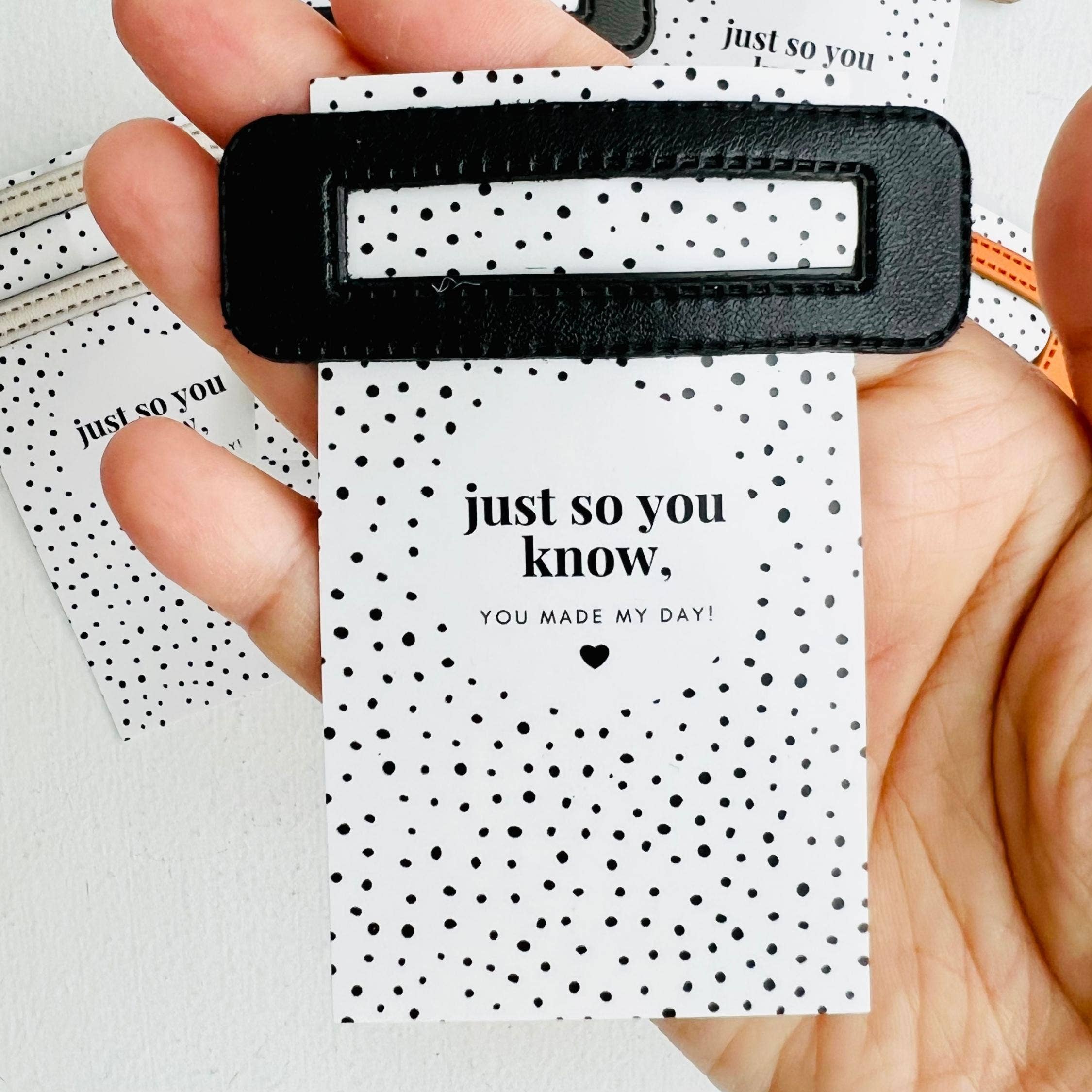 Tiny Gift Society - Wholesale Hair Clip - Women's - Thank You Gifts Vegan Leather Hair Clip - Made My Day Card4