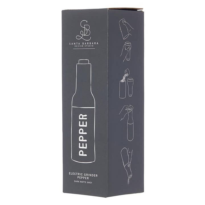 Santa Barbara Design Studio by Creative Brands - Wholesale Pepper Mill - Face to Face Electric Matte Grey Pepper Grinder
