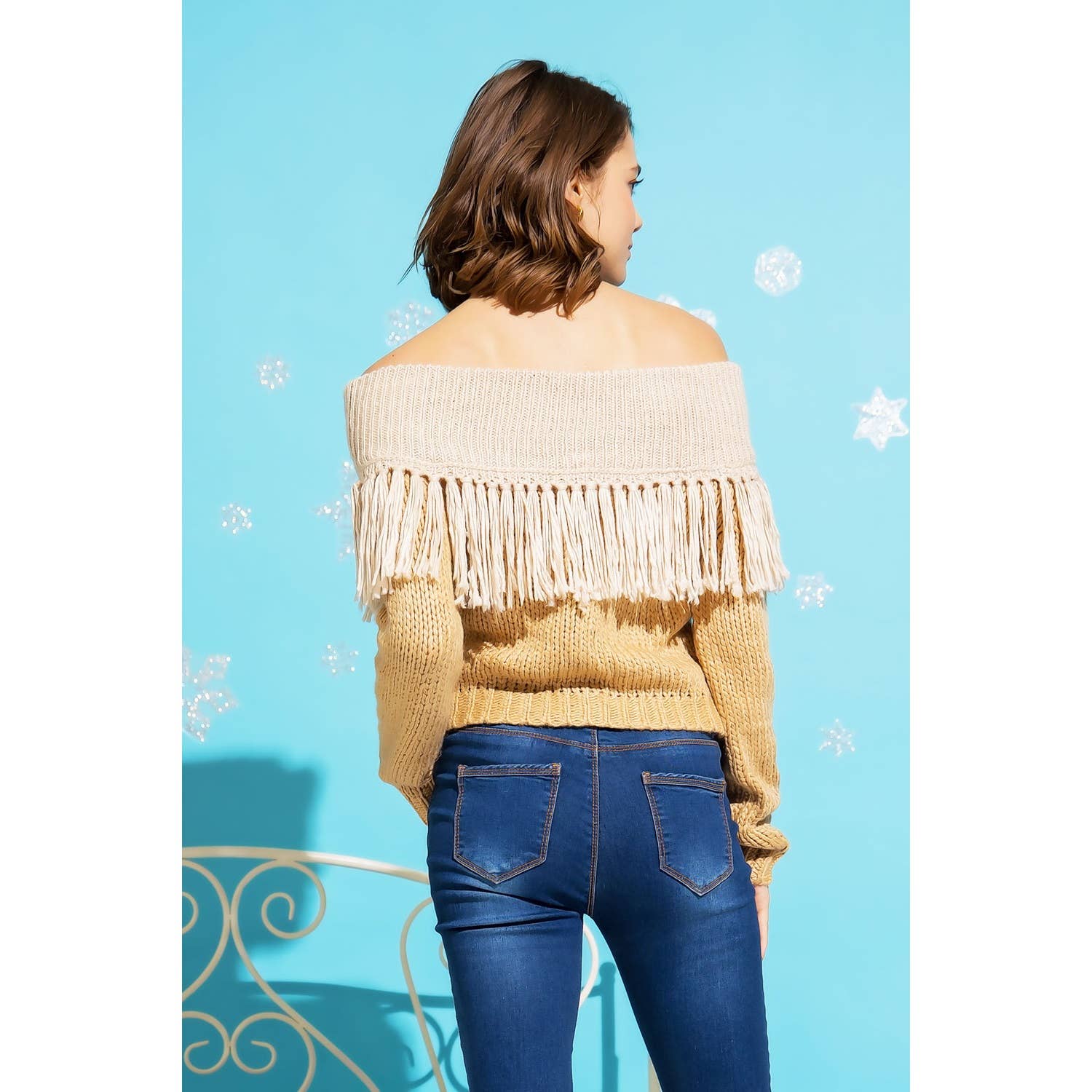 Sweet Generis - Vente Pull en maille – femme - PULL EN MAILLE ÉPAISSE À FRANGES ET ÉPAULES DÉNUDÉES9