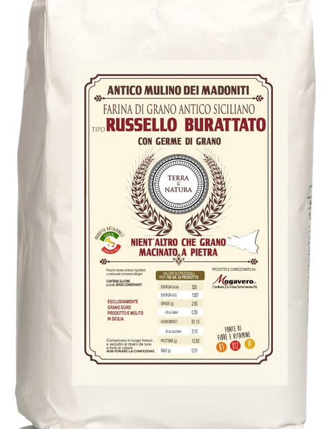 Russello Ancient Siciliaans tarwemeel, 5 kg voor wholesale door Antico Mulino dei Madoniti - Mogavero srl-