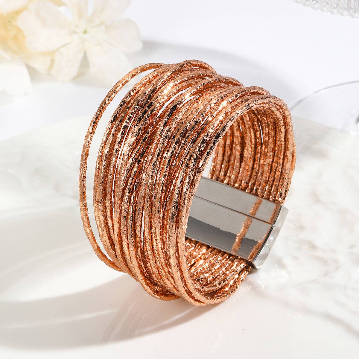 Mio Queena - Wholesale Bangle Bracelet - LB - Multi-Layer Leather Fashion Bracelet | Magnetic Buckle3
