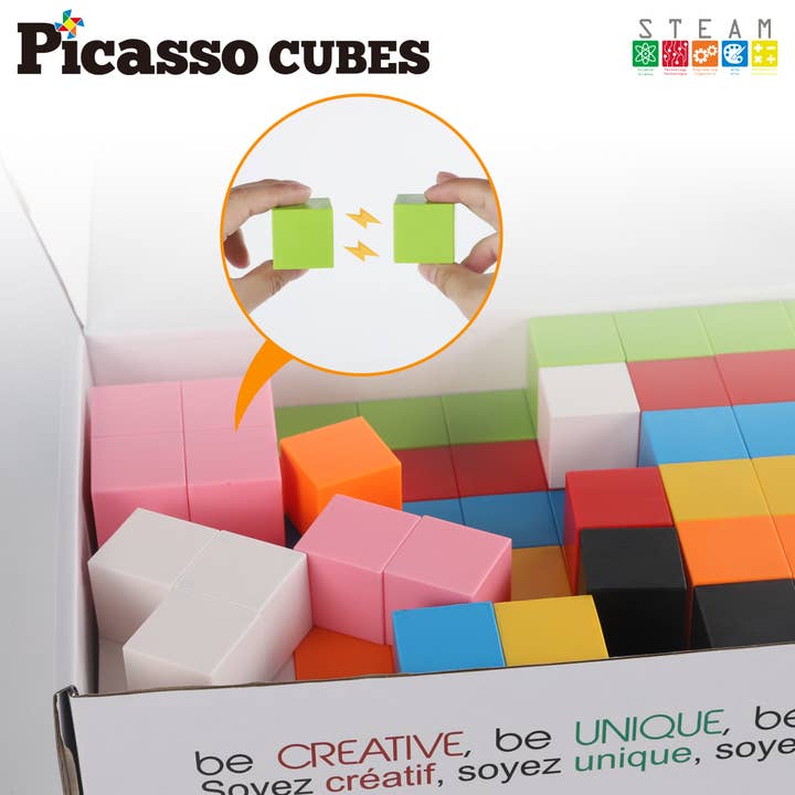PicassoTiles - Wholesale Building Set - Kids - Magnet Cube Building Blocks 80 Piece 1.2" Magnetic Cube Toys