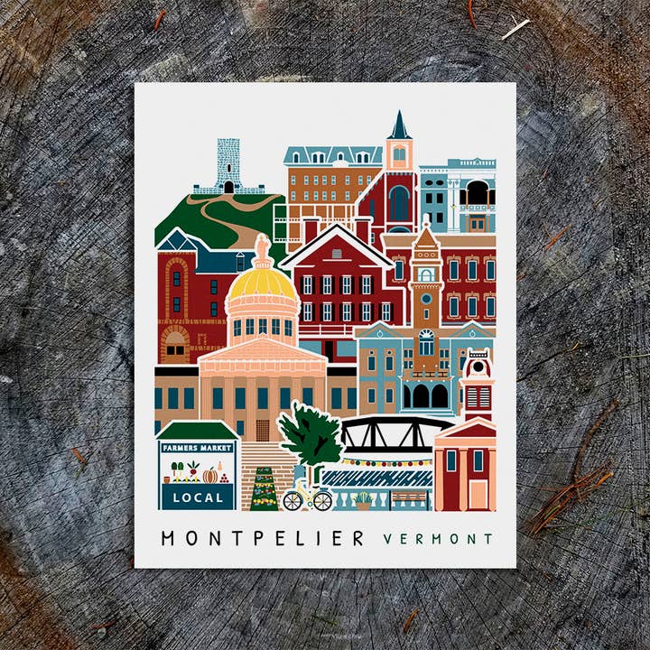 Montpelier Vermont Travel Poster for wholesale by Soijen Illustrations