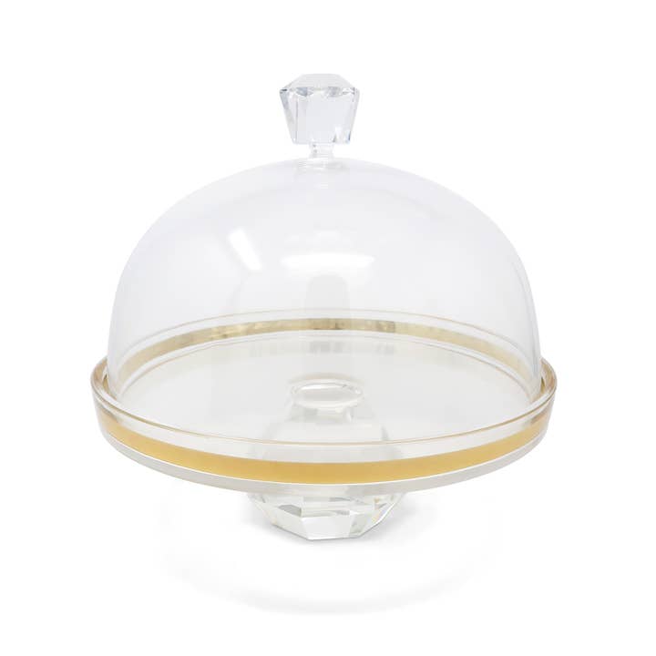 VIVIENCE - Wholesale Cake Stand - Glass Cake Dome with Colored Diamond Base and Knob, 13"D