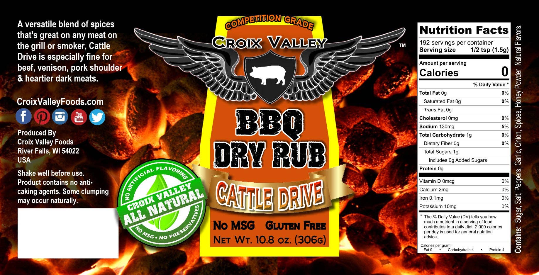 Croix Valley Foods - Wholesale Rub - Valley Cattle Drive BBQ Dry Rub1