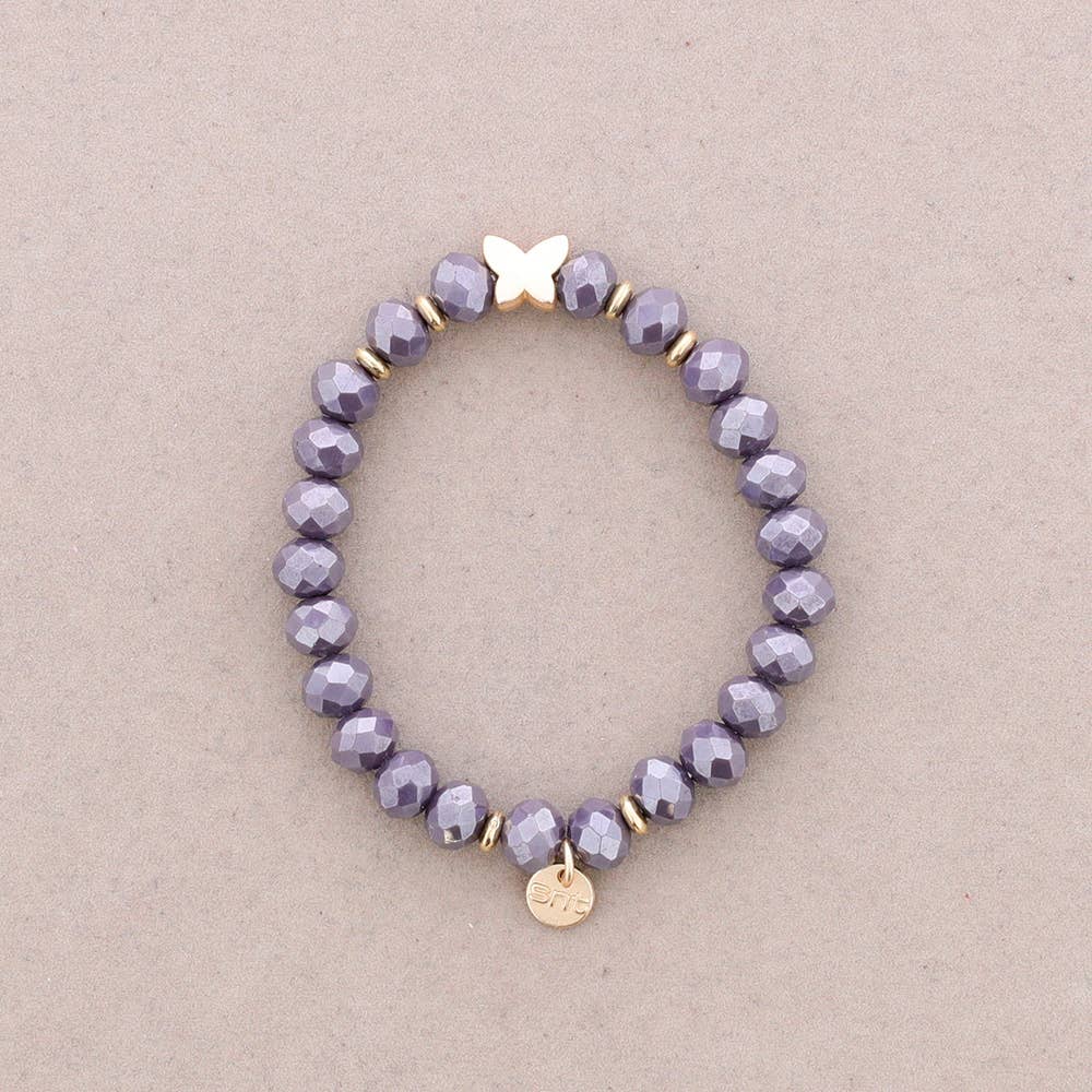 Sonata - Wholesale Beaded Bracelet - Elastic Bracelet with Faceted Crystal Butterfly Metal9