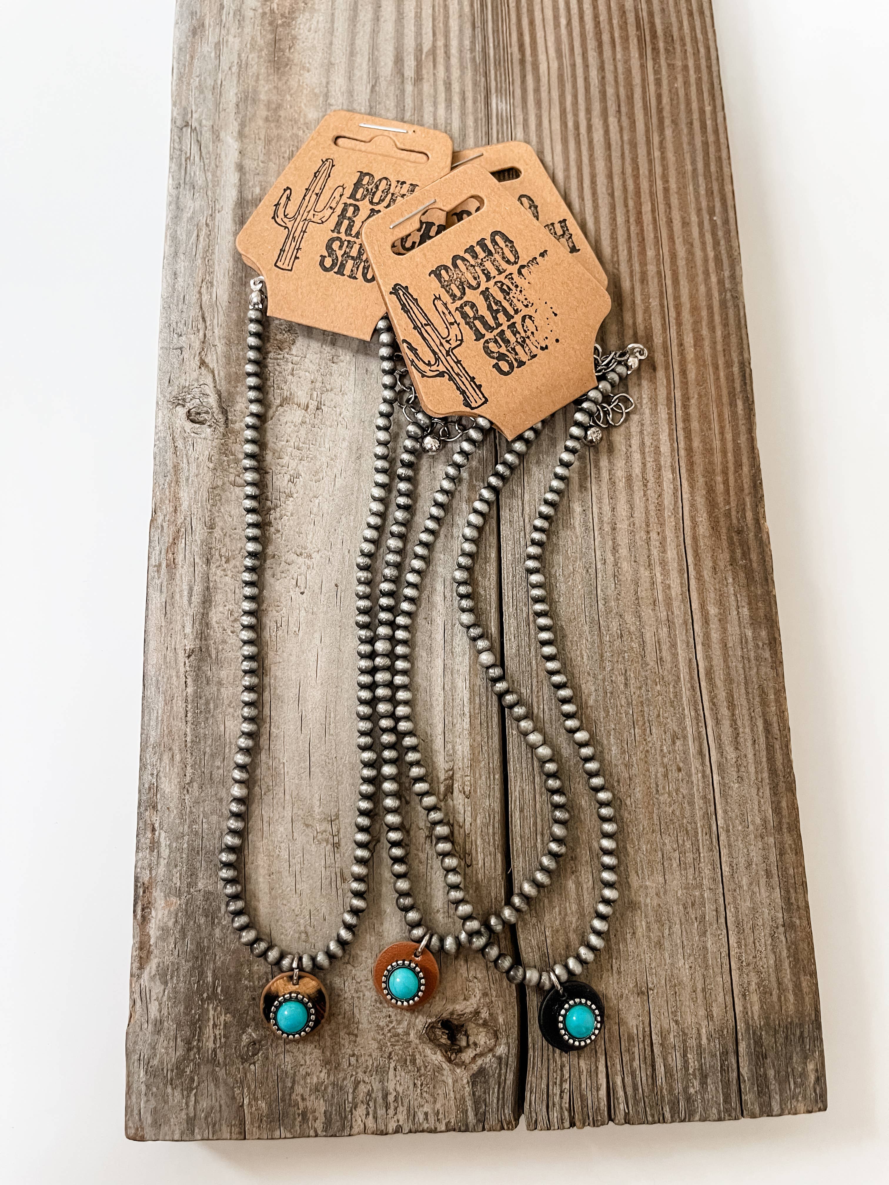 Boho Ranch Shop - Wholesale Choker/Collar - Concho Leather Choker -Turquoise Colored Stone  Bar or Round0