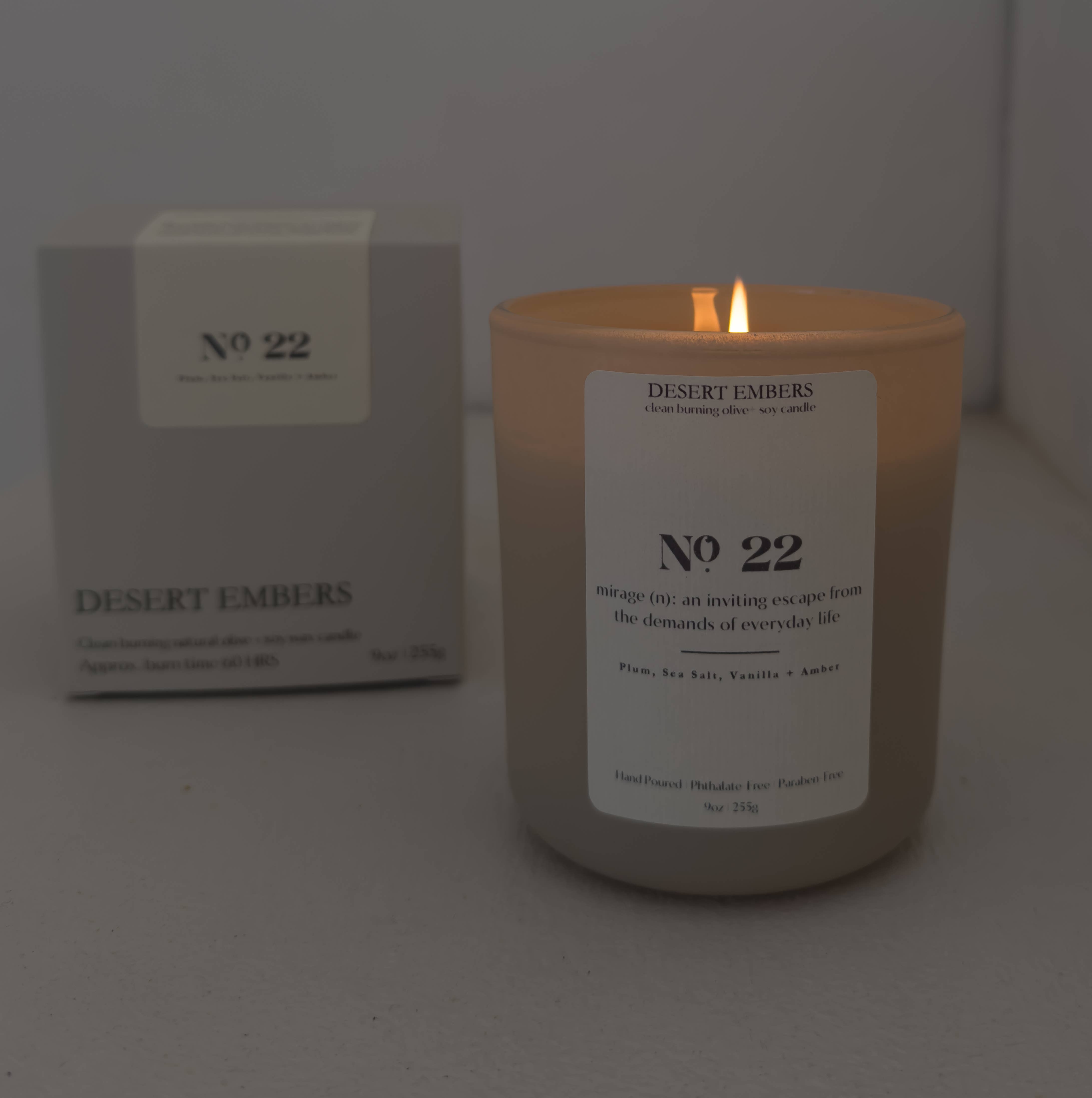 Desert Embers, LLC - Wholesale Jar/Filled Candle - No. 22: Mirage | Sea Salt and Amber Ocean Scent Candle 1