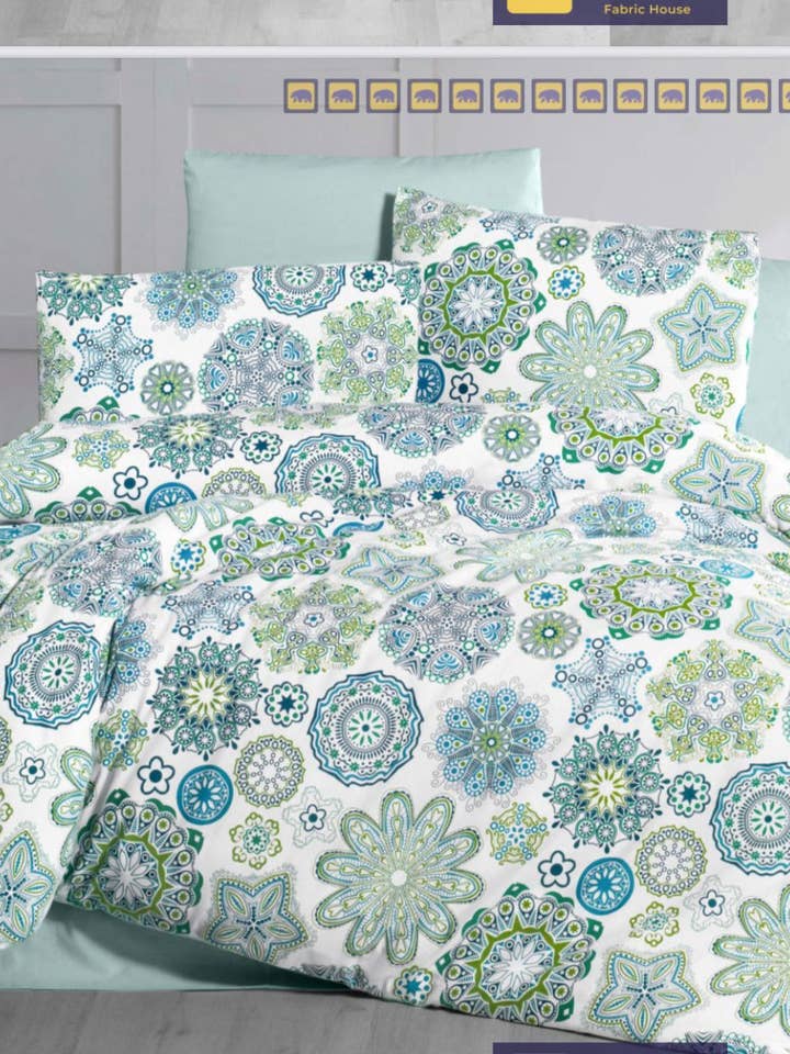 Parure de lit 4 pièces Prato Green pour la vente par SannasDecor