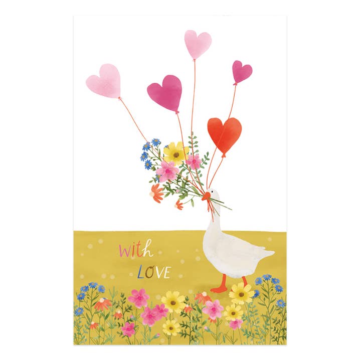 petite carte Oie 'avec amour' pour la vente par The Lemonbird
