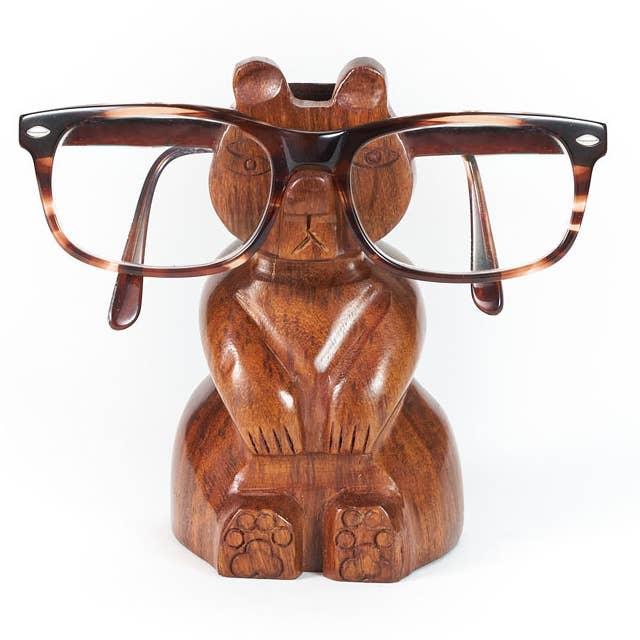 Matr Boomie Fair Trade - Venta al por mayor Funda/estuche para gafas - Unisex - Soporte para anteojos con forma de oso, madera de sheesham hecha a mano0