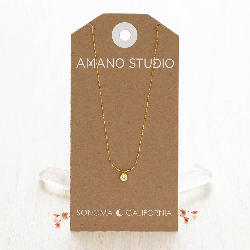 Amano Studio - Wholesale Pendant/Charm Necklace - Single 5mm Crystal Pendant Necklace2
