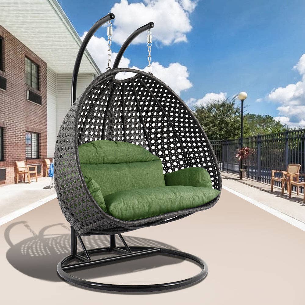 LeisureMod - Wholesale Egg Chair - Modern Charcoal Wicker Hanging Double Seater Egg Swing Chair45
