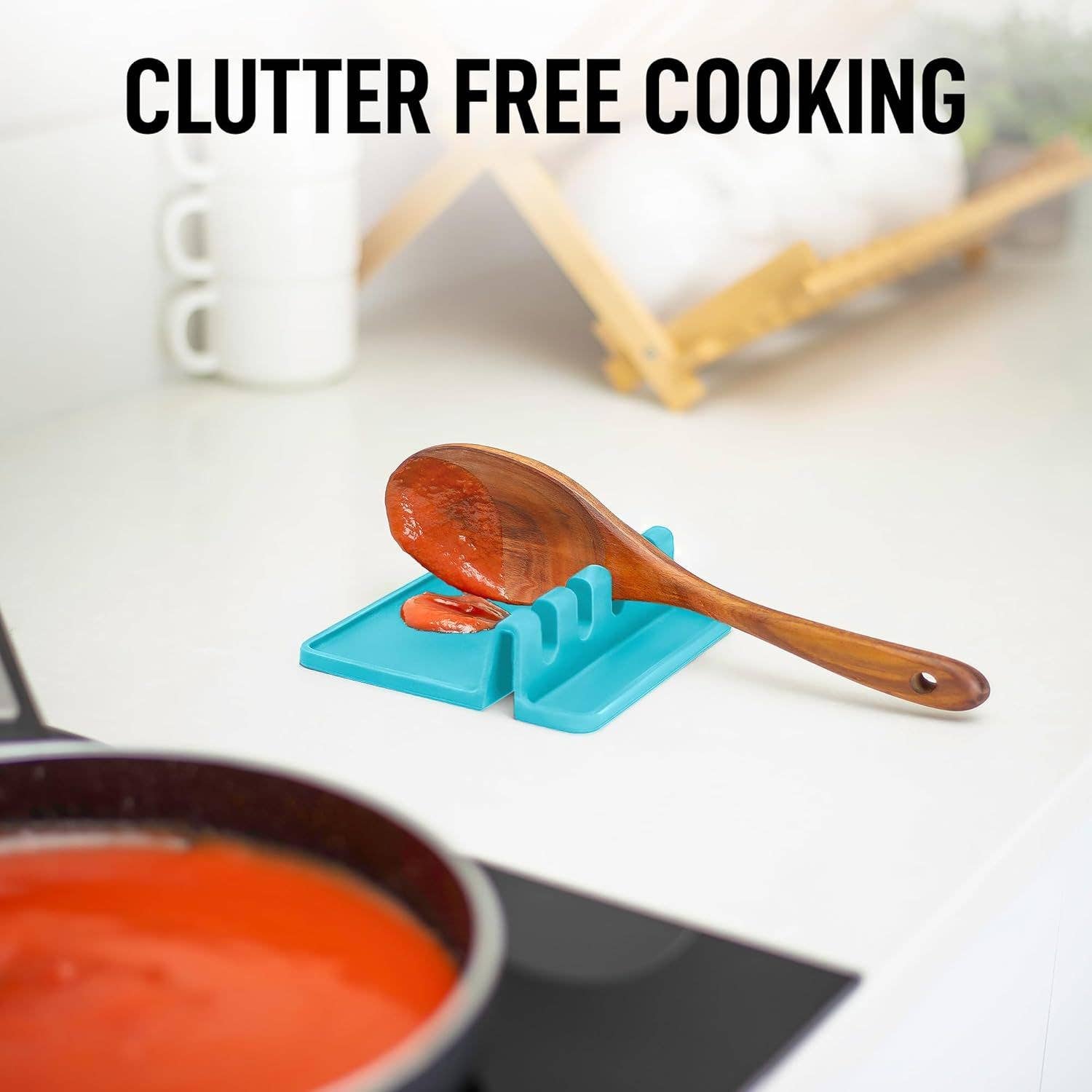 Zulay Kitchen - Wholesale Spoon Rest - Silicone Utensil Rest with Drip Pad for Multiple Utensils3