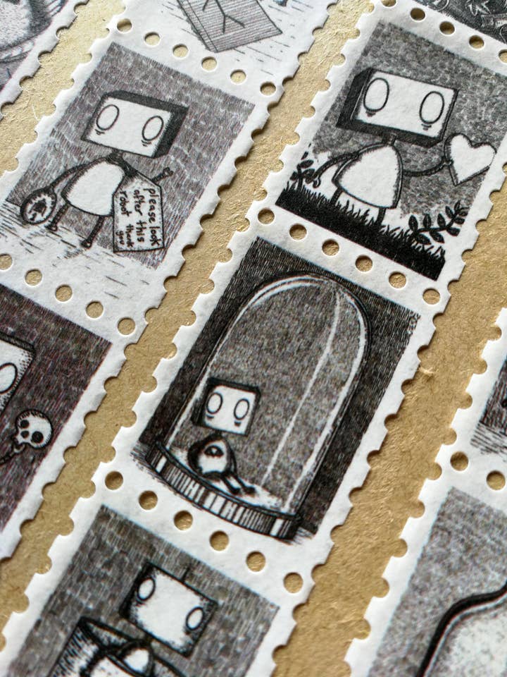 Robot Stamps Washi Tape for wholesale by Jon Turner Illustration