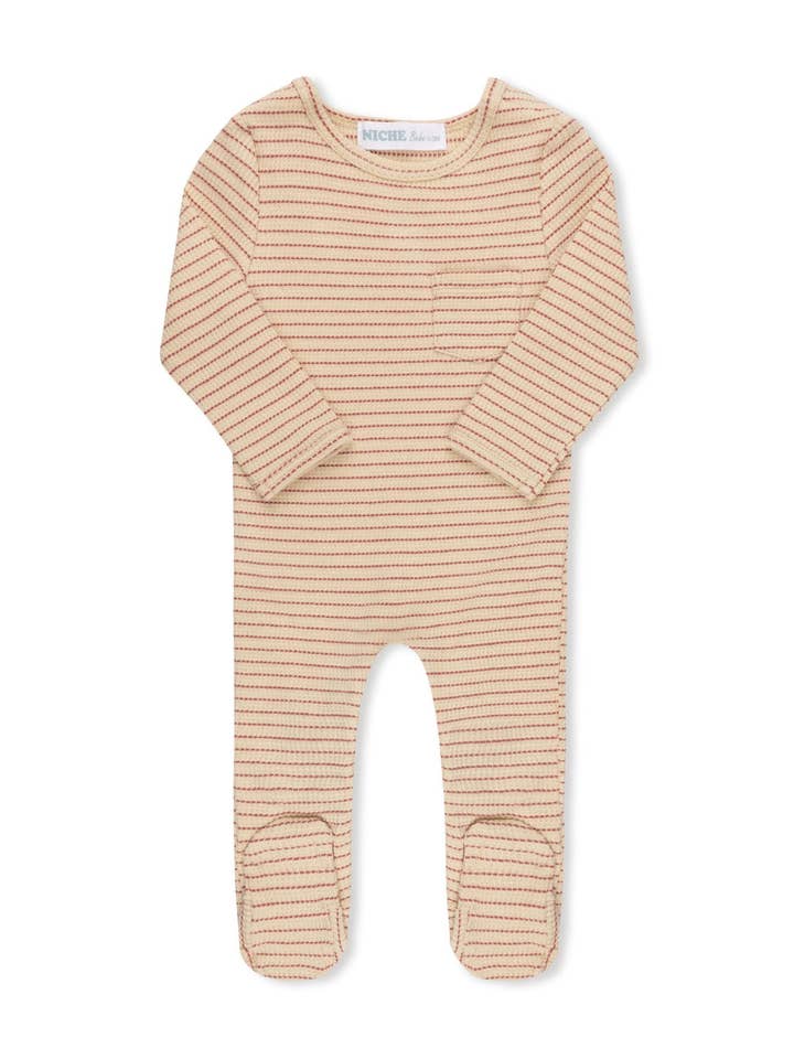 Magenta Striped Footie for wholesale by Niche bebe