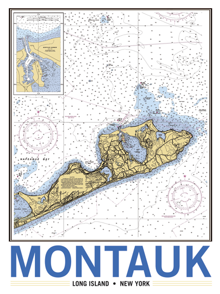 LOST DOG art & frame - Venta al por mayor Mapas - Mapa remixto de Montauk Vintage4