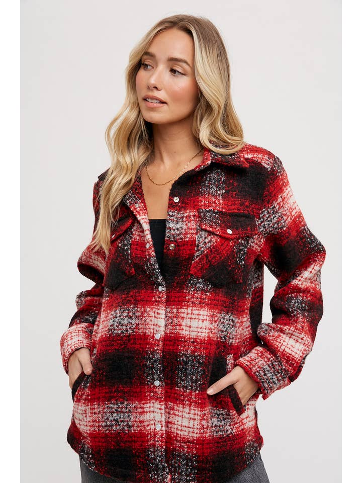 Bluivy - Wholesale Shirt Jacket/Shacket - Women's - BUTTON DOWN FLANNEL SHACKET