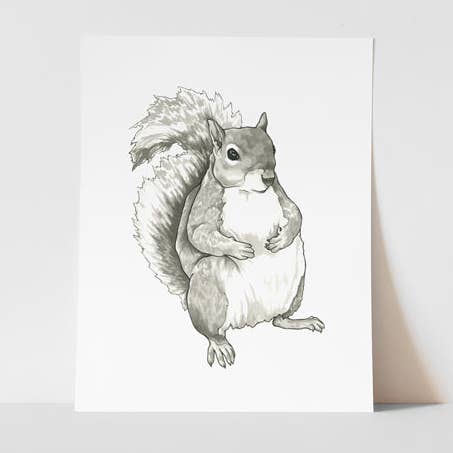 Earl the Squirrel Print for wholesale by Hey Hon