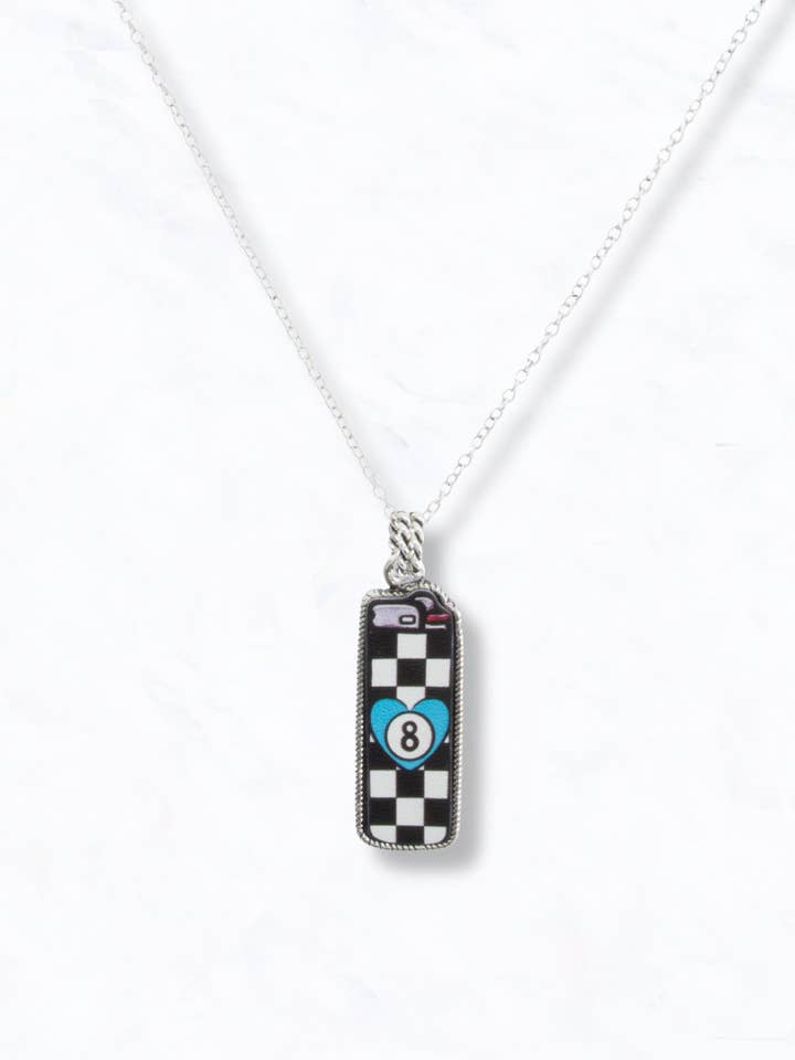 Retro Western Checkered 8-Ball Necklace for wholesale by Suzie Q USA