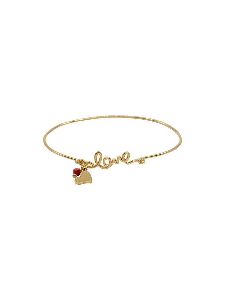 Delicate Love Bangle Bracelet, Heart Charm Bangle for wholesale by Atelier Petites Pierres