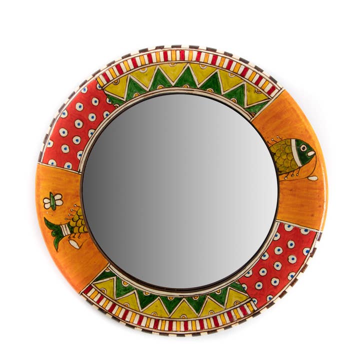 Original Round Colored Mirror The Aquatic Harmony - D 42 cm for wholesale by Maison Annabi