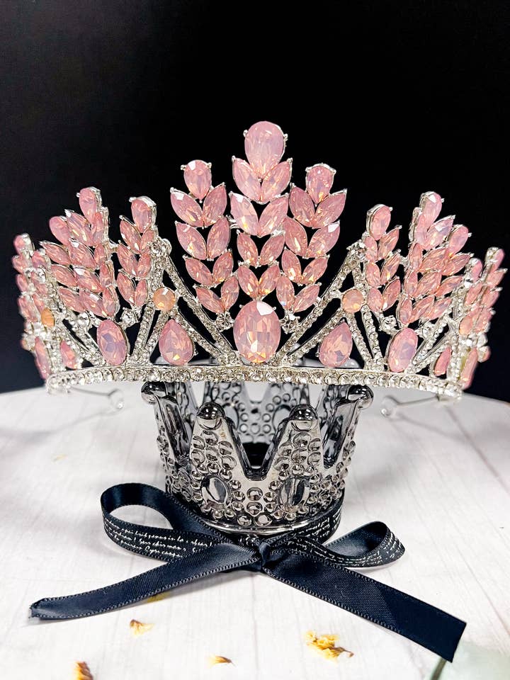 Pink Wedding Tiara, Bridal Headband, Princess Crystal Tiara for wholesale by Happy Dream Gifts