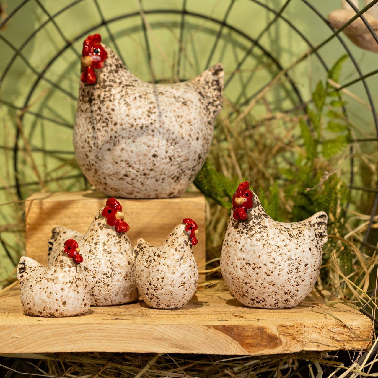 Wurm – Estatueta decorativa por atacado – Galinha de cerâmica natural (L/A/P) 10x14x13cm1