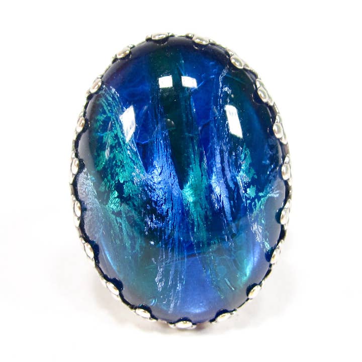 Unique Ring Blue Turquoise Handmade Glass for wholesale by SoHo Schmuckmanufaktur