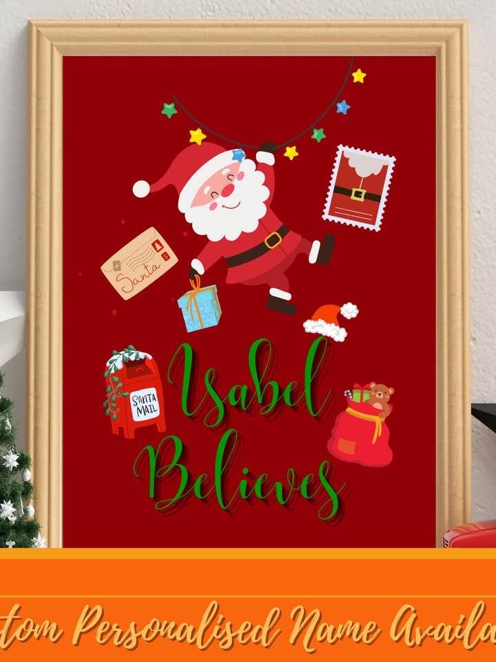 Tror på Santa Custom Personlig Barn Namn Citat Skriv ut för wholesale av Printicole