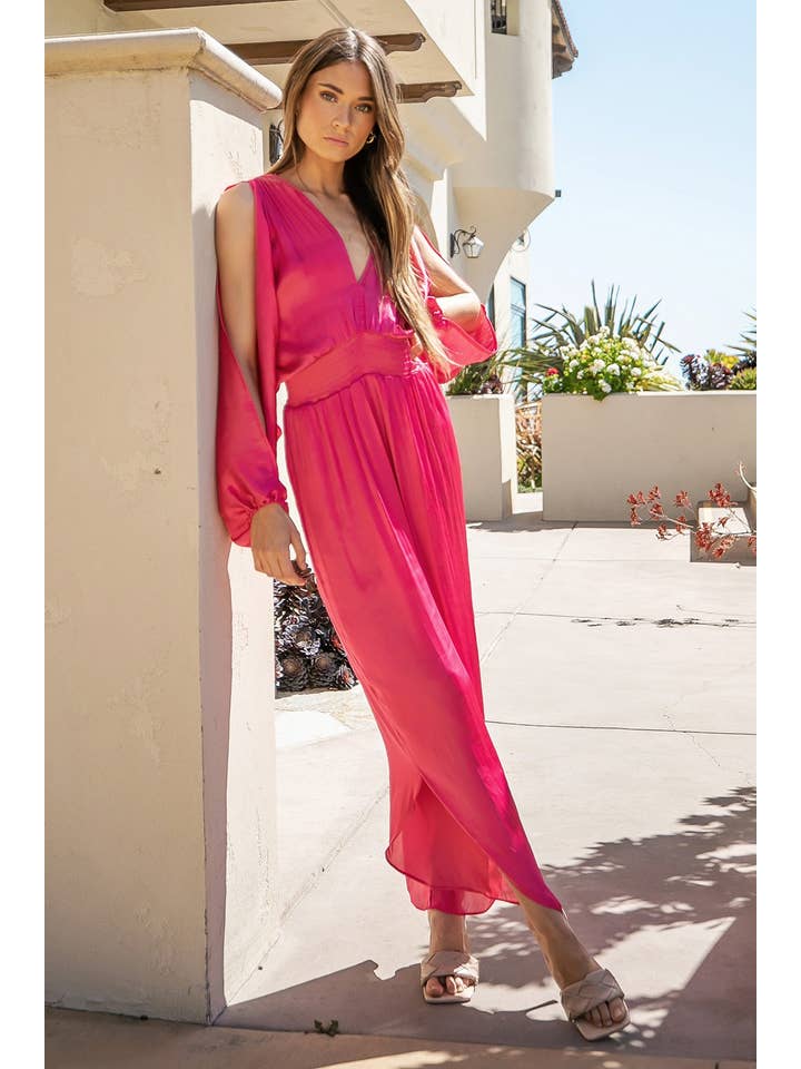 Strut & Bolt - Wholesale Jumpsuit - Women's - Berrack Shoulder Cut-out Smocked Waist Jumpsuit