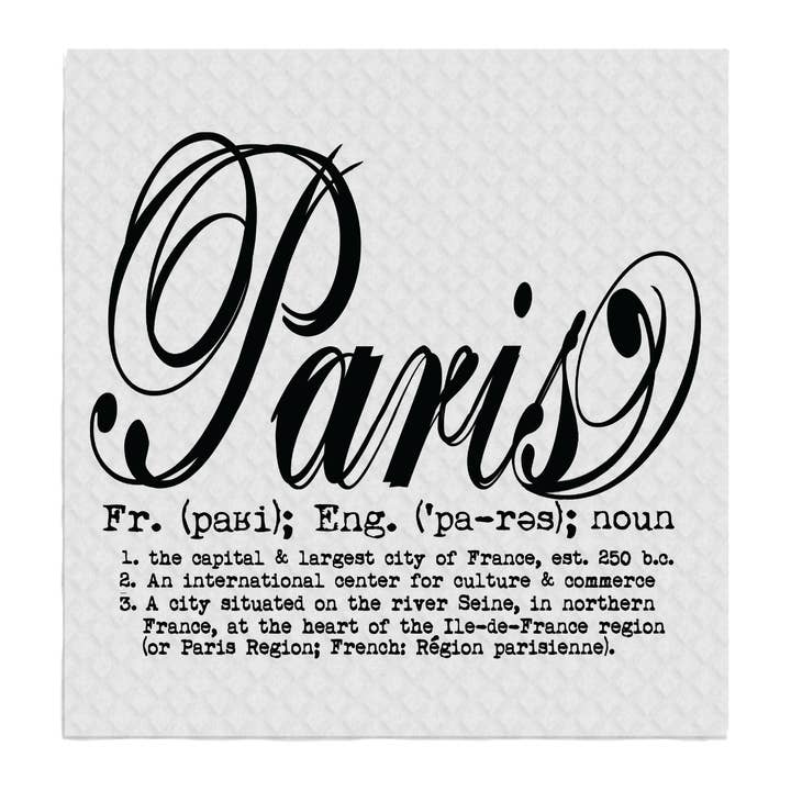 Paris Definition Fancy Cursive, CHIFFONS SUÉDOIS pour la vente par Avery Lane Gifts