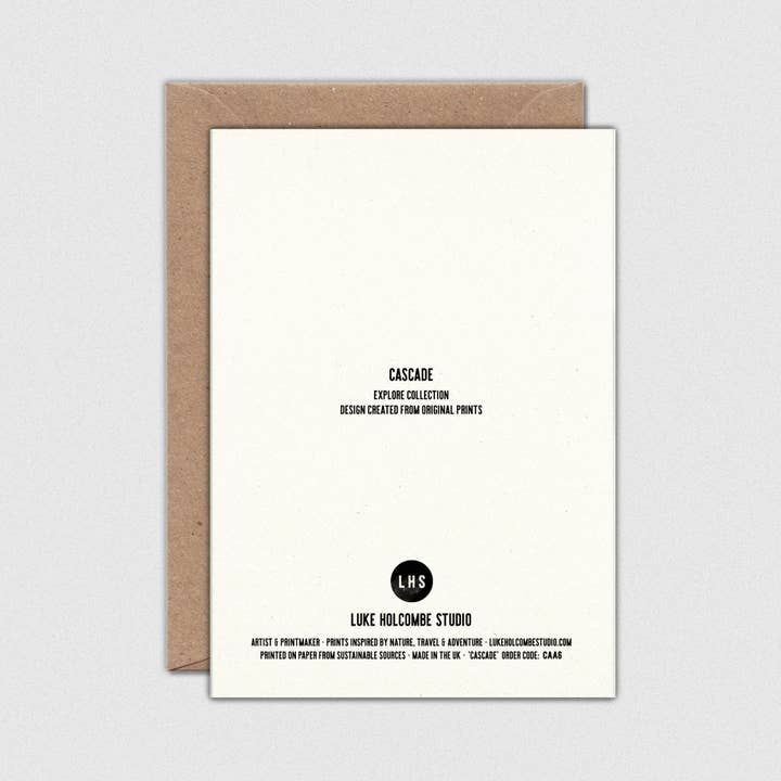 Luke Holcombe Studio – wholesale Everyday greeting card – Cascade Individual Card (A6) Waterfall Hiking Landscape5