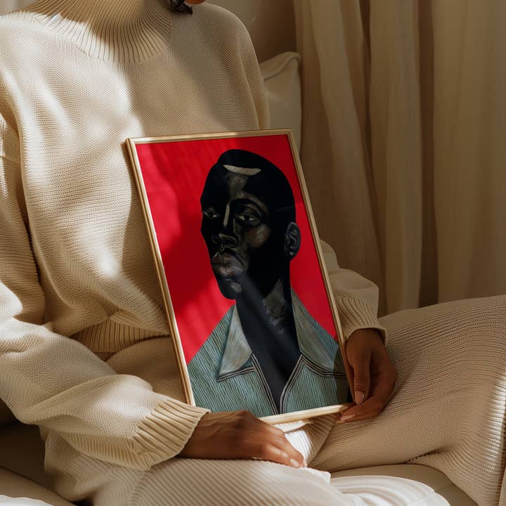 The Phoenix Palms - Wholesale Art Print - "Remy" Modern Portrait Art Print - Bold Red - Premium Paper5